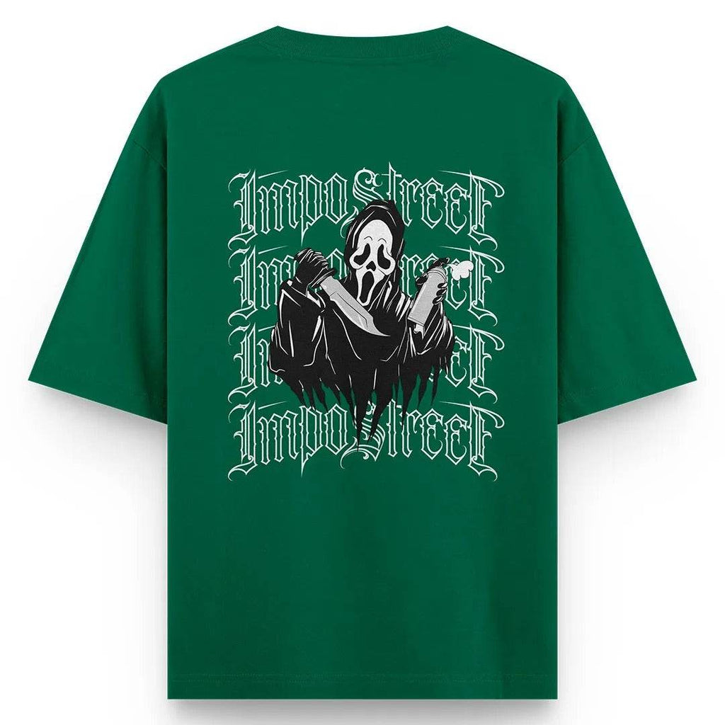 Camiseta Heavy Oversized Ghost Face Grafite - Impostreet
