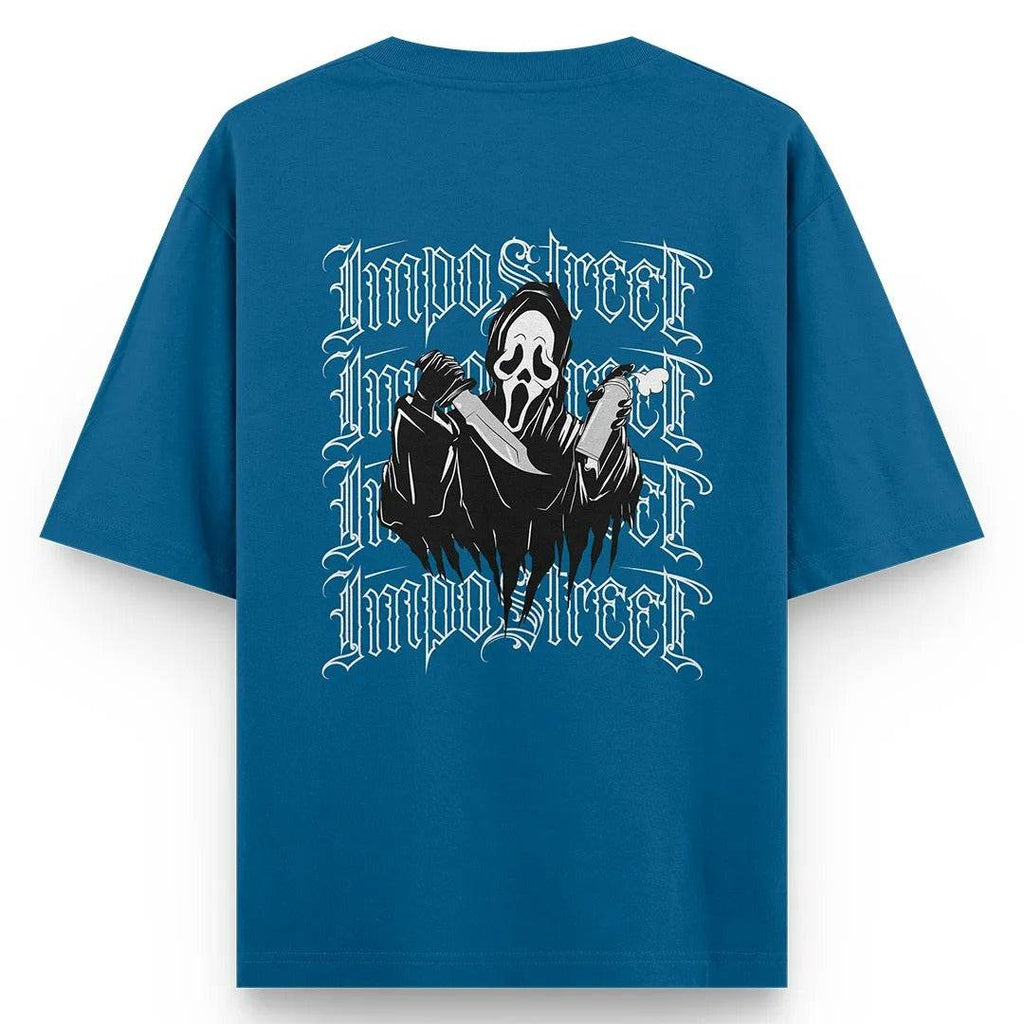 Camiseta Heavy Oversized Ghost Face Grafite - Impostreet