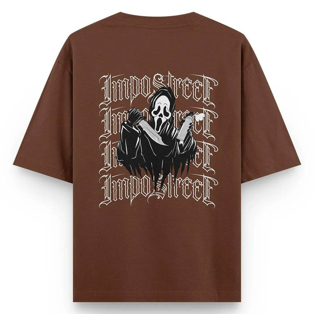 Camiseta Heavy Oversized Ghost Face Grafite - Impostreet