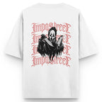 Camiseta Heavy Oversized Ghost Face Grafite - Impostreet