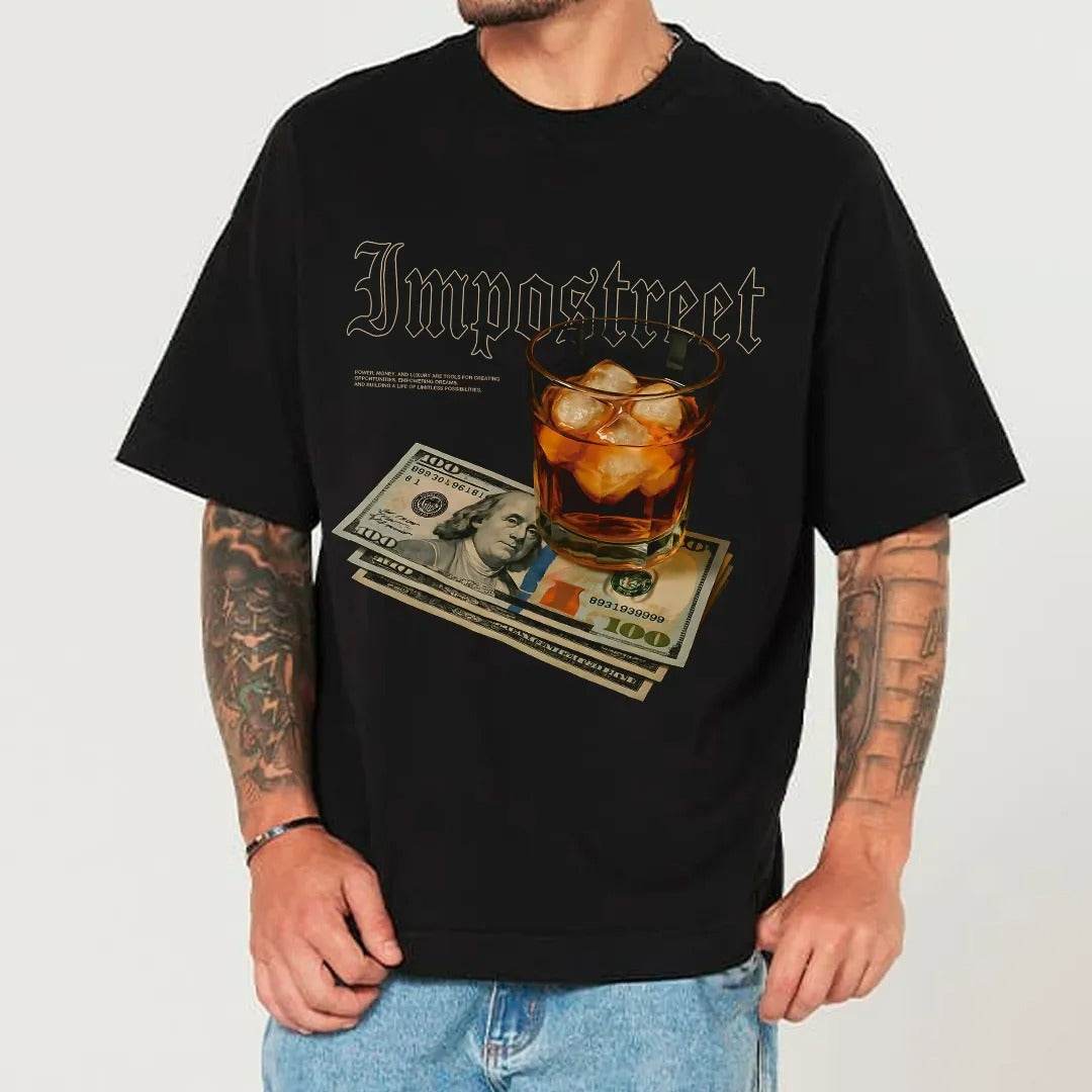 Camiseta Heavy Oversized Drink And Money - Impostreet