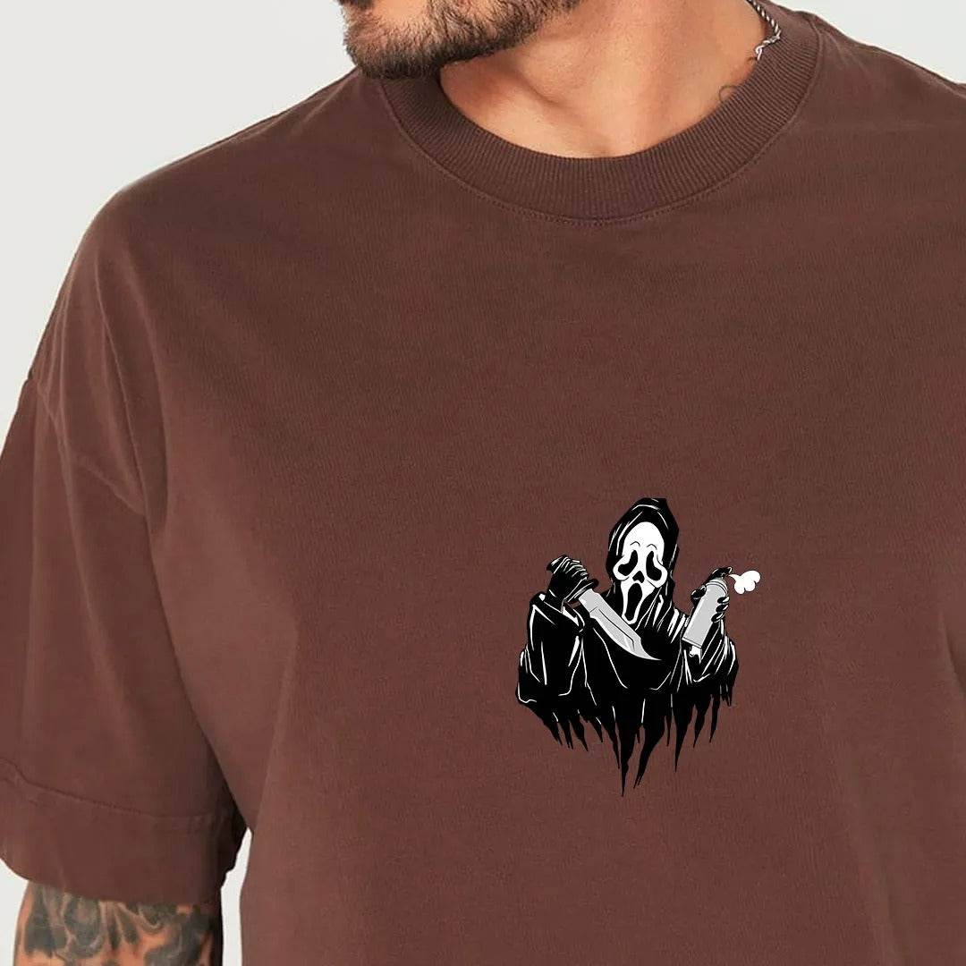 Camiseta Heavy Oversized Ghost Face Grafite - Impostreet