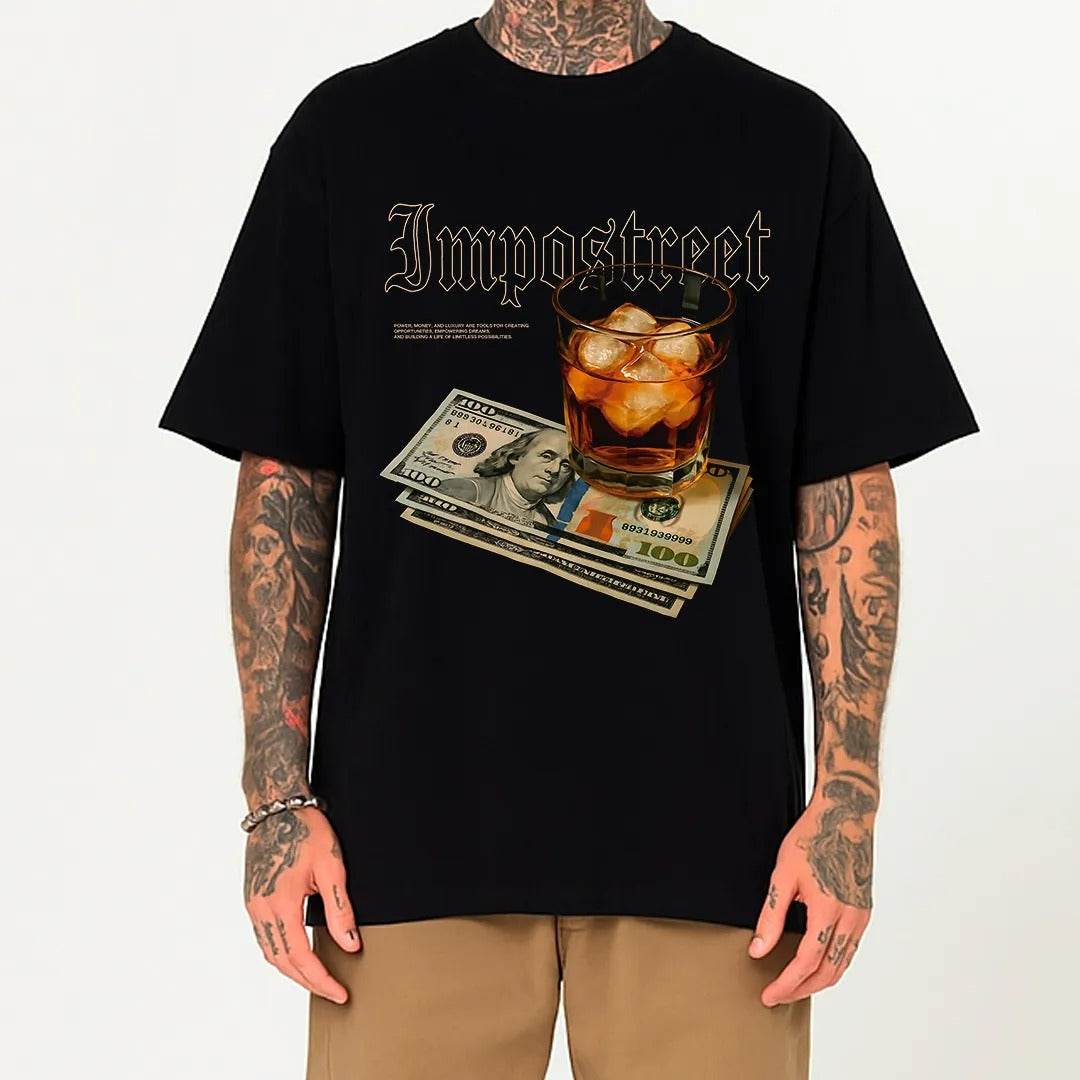 Camiseta Heavy Oversized Drink And Money - Impostreet