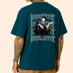 Camiseta Heavy Oversized Ghost Face Grafite - Impostreet