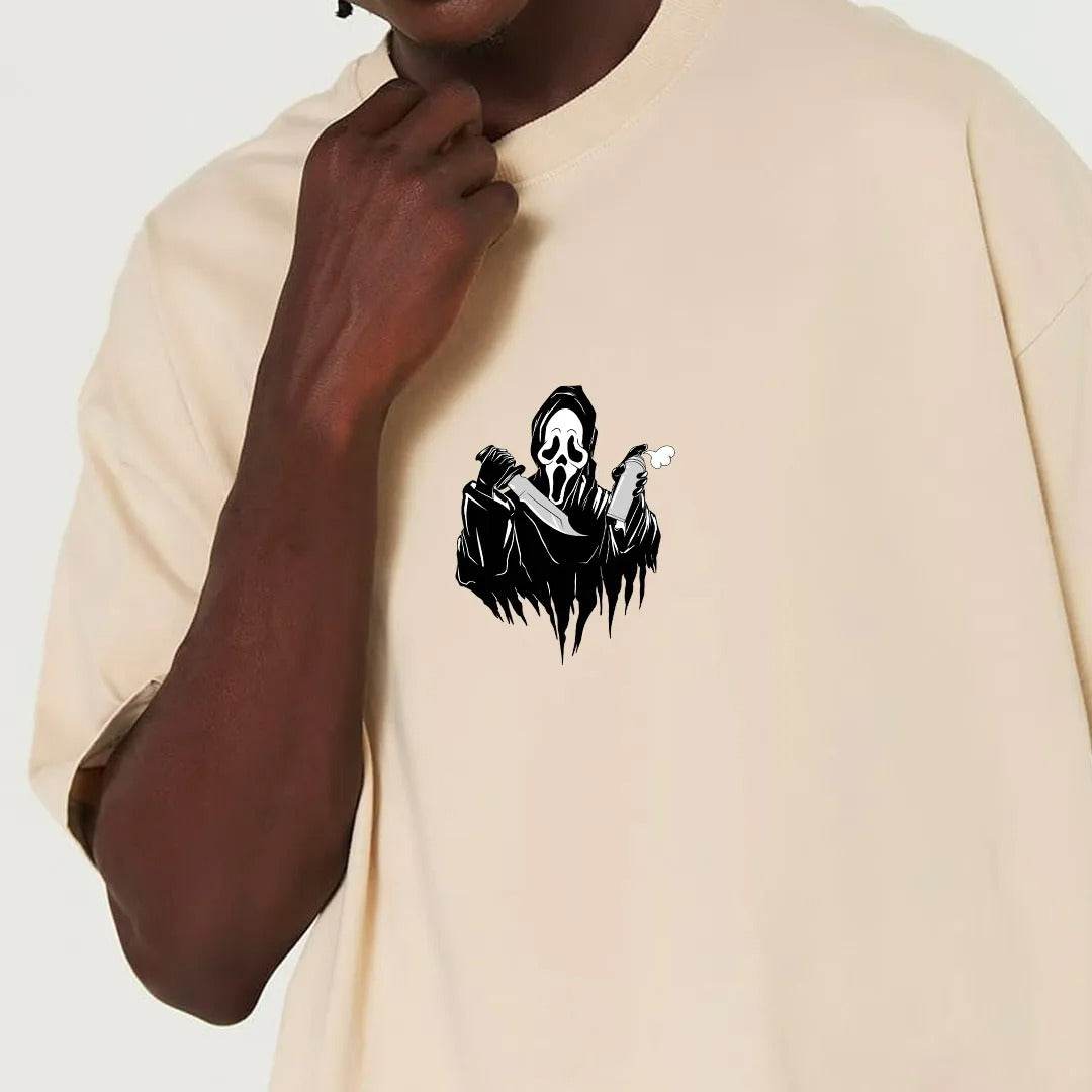 Camiseta Heavy Oversized Ghost Face Grafite - Impostreet
